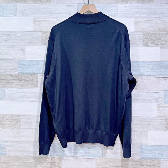 Peter Millar Merino Wool Silk 1/4 Zip Pullover Sweater Black Mens XXL 2XL - Picture 3 of 6